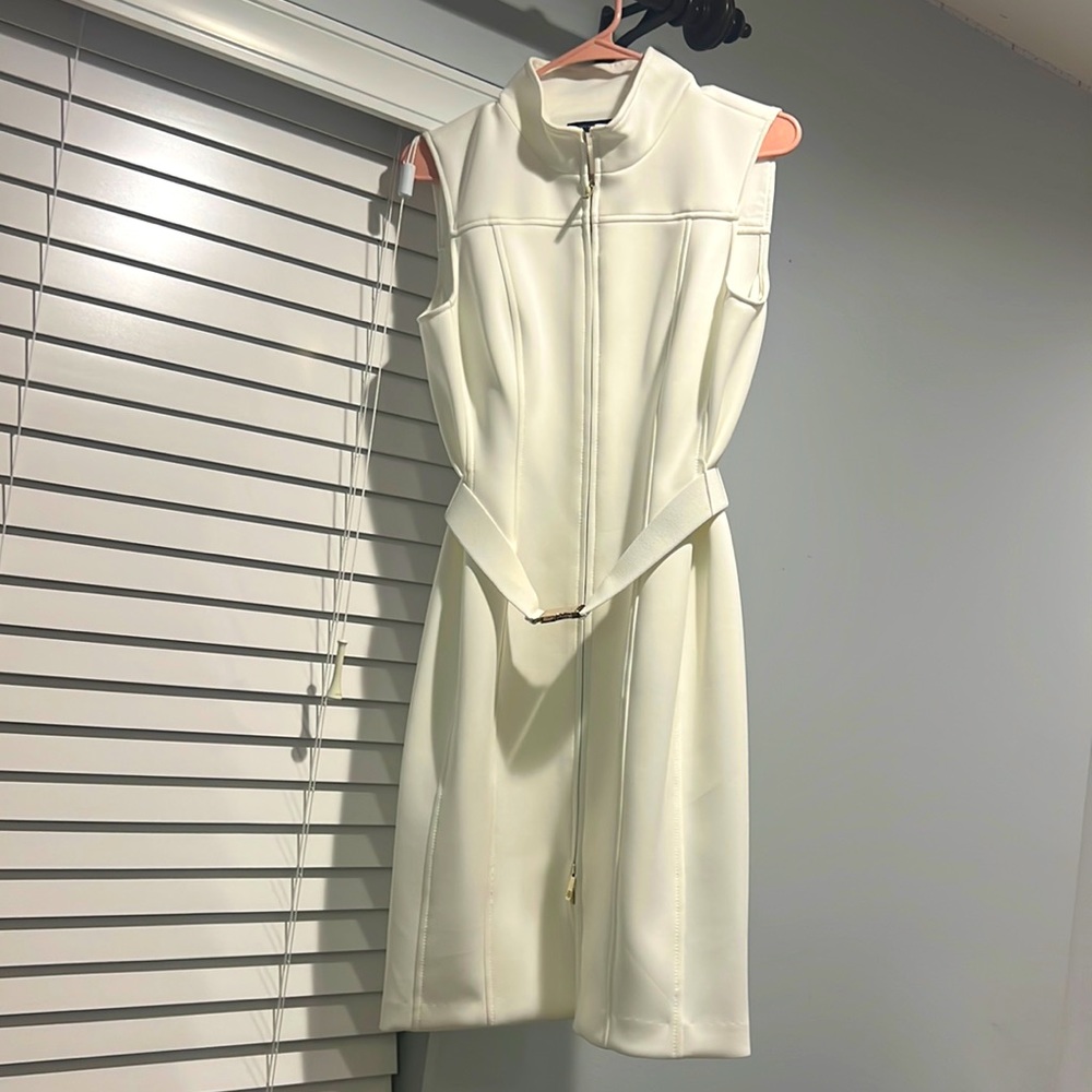 Tommy Hilfiger White Sleeveless Dress Belted Size: 6 (NEVER USED!!)
